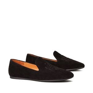 Tory Burch Ruby Smoking Slipper Black Suede Logo 6